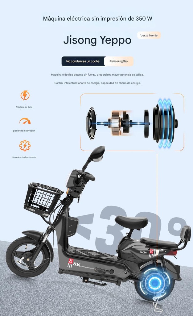 MOTO SCOOTER ELECTRICO BI-PLAZA CON PEDALES 350W