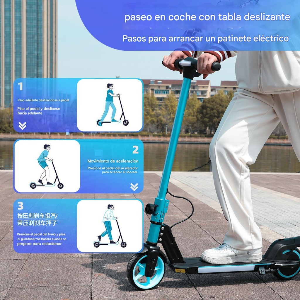 MINI SCOOTER PARA NIÑOS CON LUCES LED 6.5 PULGADA