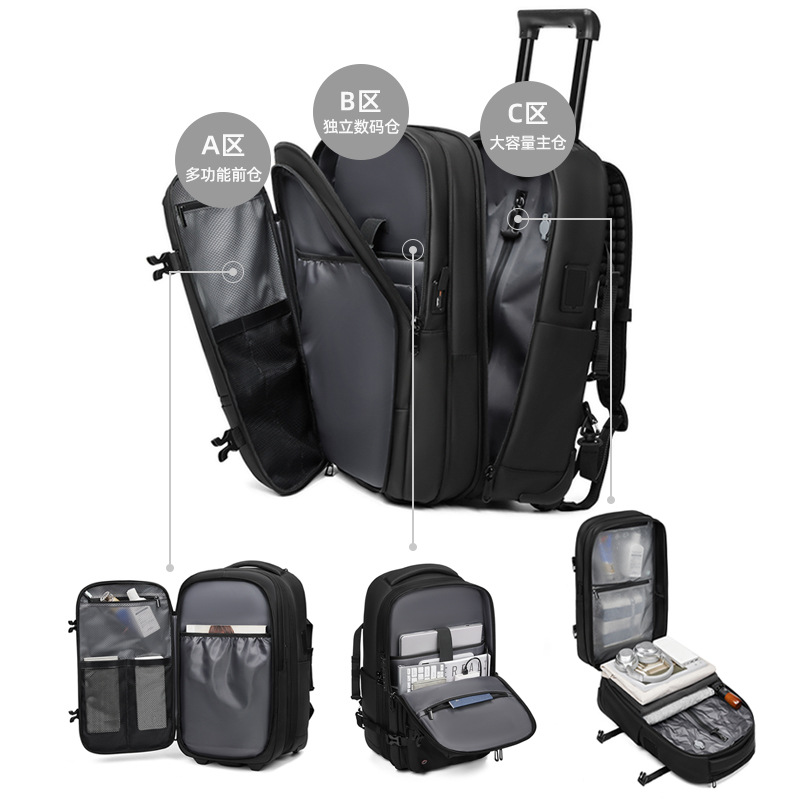 MOCHILA DE VIAJE NEGRA CON RUEDAS