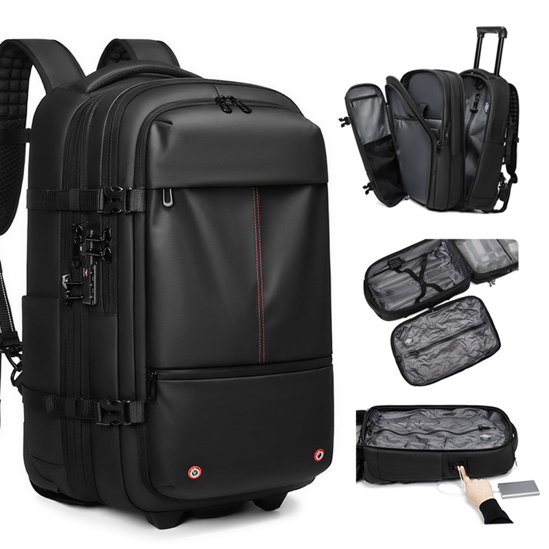 MOCHILA DE VIAJE NEGRA CON RUEDAS