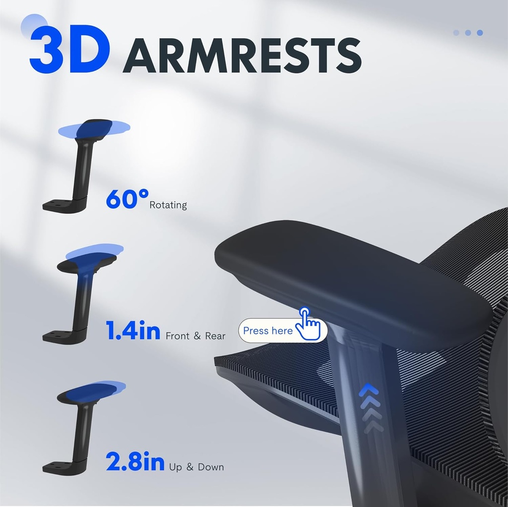 SILLA DE OFICINA ERGONÓMICA DE ALTA CALIDAD CON REPOSAPIÉS, REPOSABRAZOS 3D AJUSTABLES