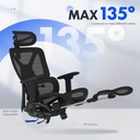 SILLA DE OFICINA ERGONÓMICA DE ALTA CALIDAD CON REPOSAPIÉS, REPOSABRAZOS 3D AJUSTABLES