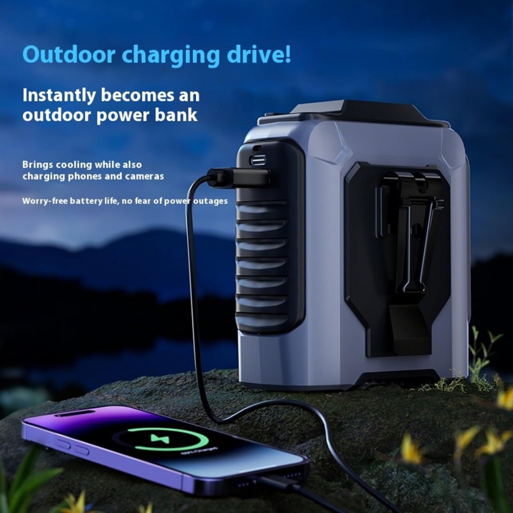 VENTILADOR DE CINTURA CON MOTOR SIN ESCOBILLAS Y FUENTE DE ALIMENTACIÓN PARA TELÉFONO