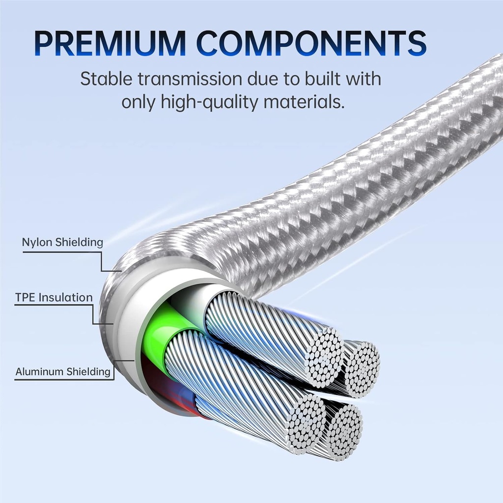 CABLE DE CARGA RÁPIDA 3 EN 1 ROMOSS 100W, CABLE DE CARGA MICRO USB, LIGHTNING, TIPO C - CB253A