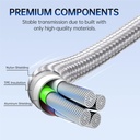 CABLE DE CARGA RÁPIDA 3 EN 1 ROMOSS 100W, CABLE DE CARGA MICRO USB, LIGHTNING, TIPO C - CB253A