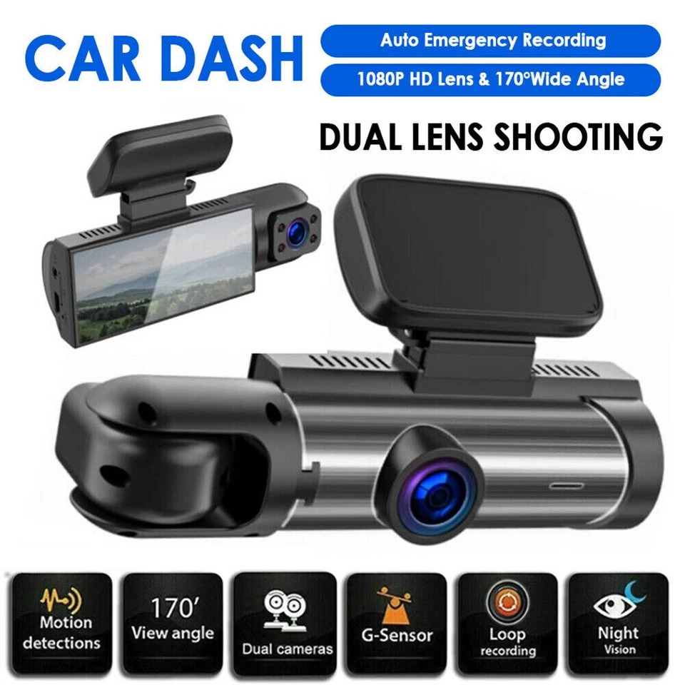 DASH CAM FULL HD DUAL CON CÁMARA DE RETROCESO Y PANTALLA LCD
