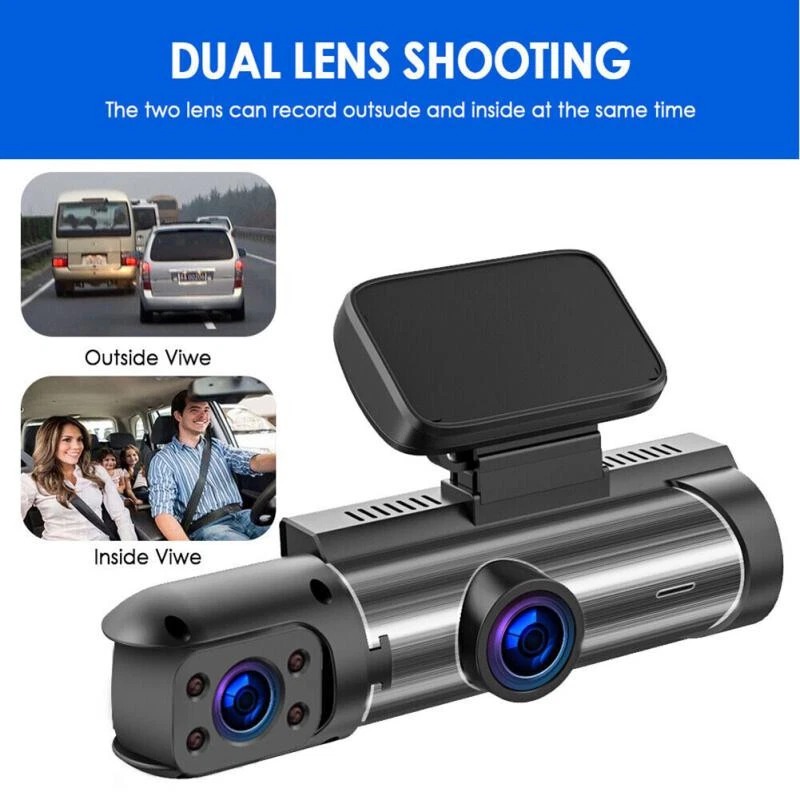 DASH CAM FULL HD DUAL CON CÁMARA DE RETROCESO Y PANTALLA LCD