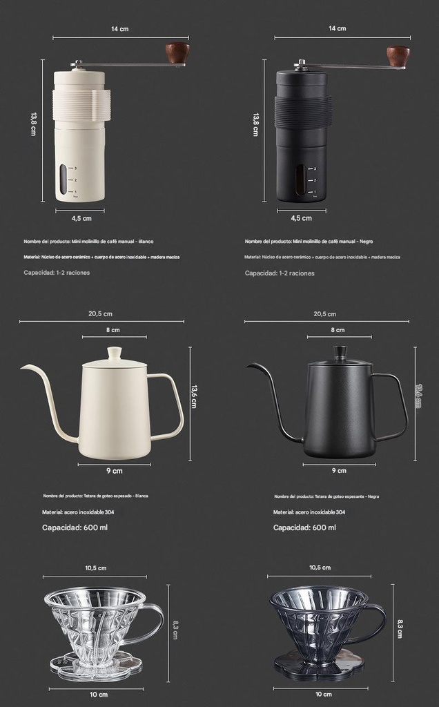 JUEGO DE CAFE POR INFUSION PORTATIL