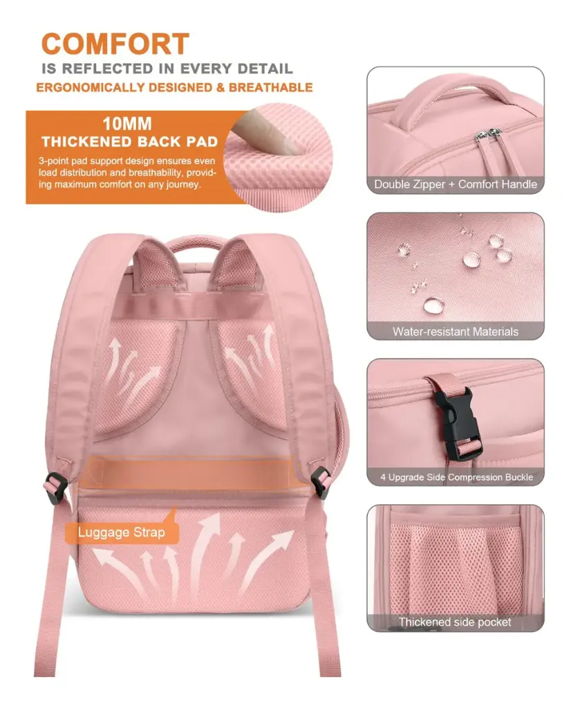 MOCHILA DE VIAJE EXPANDIBLE IMPERMEABLE PARA LAPTOP – DISEÑO MODERNO MULTICOLOR