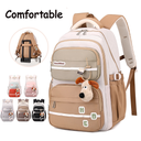 MOCHILA ESCOLAR MULTIFUNCIONAL PARA JOVENES CON LLAVERO DE PERRO