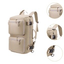 MOCHILA DE VIAJE, MODERNA BOLSA DEPORTIVA PARA ACAMPAR Y ACTIVIDADES AL AIRE LIBRE, COLOR BEIGE.
