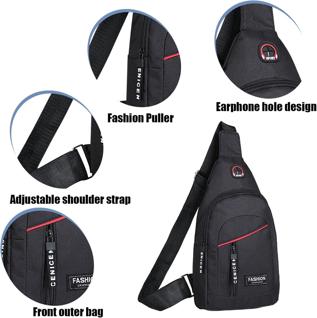 BOLSO BANDOLERA PEQUEÑO PARA HOMBRE, MOCHILA CRUZADA PARA EL PECHO, BOLSA DE VIAJE PARA HOMBRE