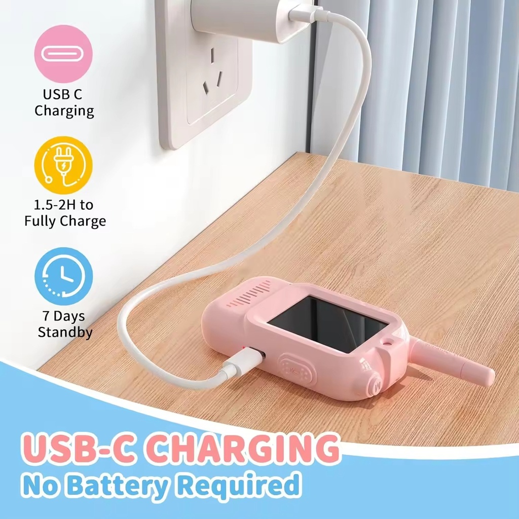 WALKIE TALKIE NIÑOS CON VIDEO RECARGABLE PACK X2