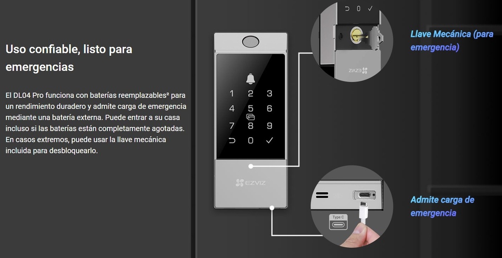 EZVIZ DL04 PRO – CERRADURA INTELIGENTE CON TECLADO TÁCTIL