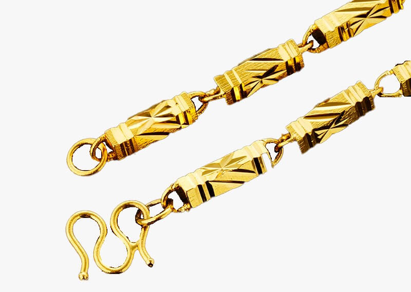 COLLAR DE POSTE HEXAGONAL DE LATÓN CHAPADO EN ORO 45324 4MM