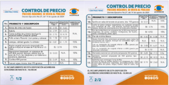 LETRERO LISTA CONTROL DE PRECIOS