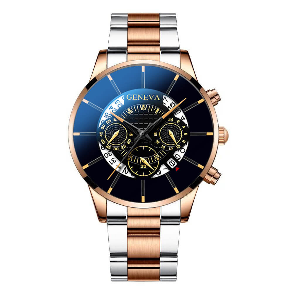 RELOJ GENEVA PARA HOMBRE ROSA PLATEADO CON CORREAS DE ACERO