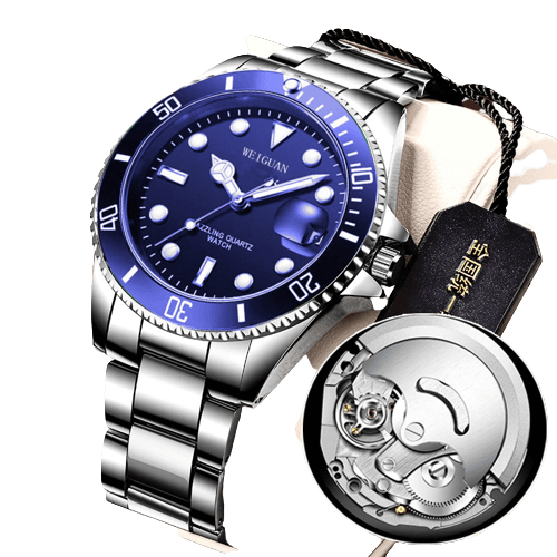 RELOJ MECÁNICO CON CALENDARIO LUMINOSO Y IMPERMEABLE 728 AZUL