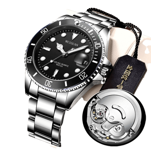 RELOJ MECÁNICO CON CALENDARIO LUMINOSO Y IMPERMEABLE 728 NEGRO