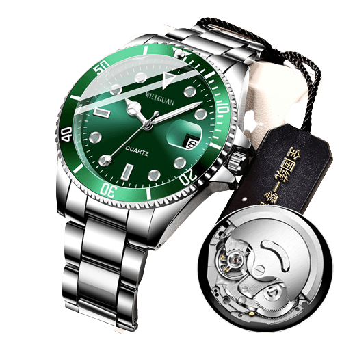 RELOJ MECÁNICO CON CALENDARIO LUMINOSO Y IMPERMEABLE 728 VERDE