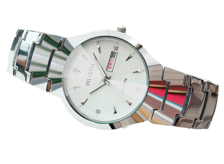 RELOJ PARA CABALLERO WLISTH CON CORREA DE ACERO RESISTENTE AL AGUA  PLATEADO-BLANCO MODELO Q353-1