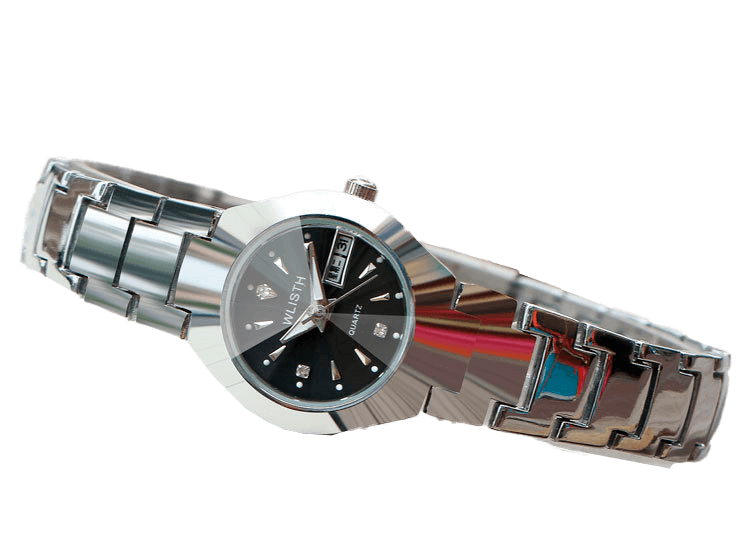 RELOJ PARA DAMA WLISTH CON CORREA DE ACERO RESISTENTE AL AGUA  PLATEADO-NEGRO MODELO Q353-4