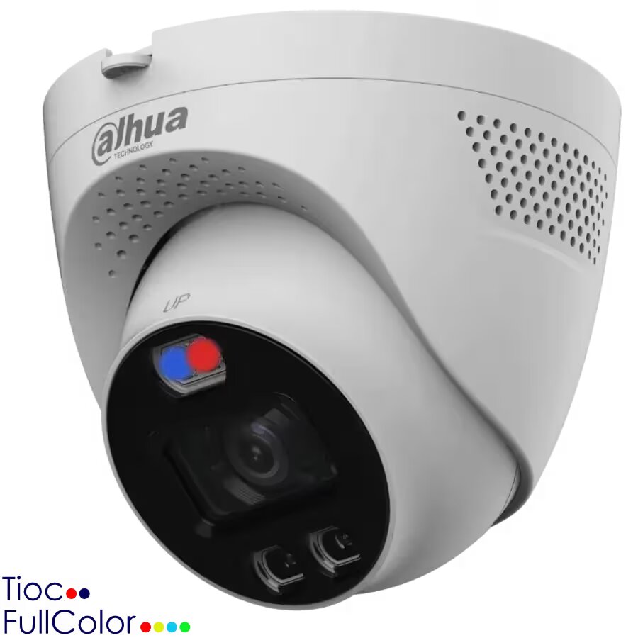 CAMARA DAHUA DOMO ANALOGA TIOC HDCVI DE 2MPX CON DISUASION ACTIVA, ILUMINADORES DUALES INTELIGENTES, AUDIO INTEGRADO Y PROTECCION IP67 