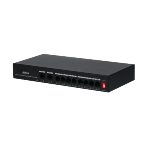DAHUA SWITCH (10PUERTOS) 8POE+2 DH-PFS3010-8ET-65 