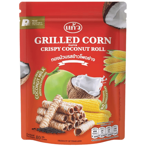 CRISPY COCONUT ROLL GRILLED CORN FLAVOR 80G- KAEW