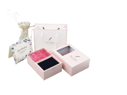 CAJA REGALO CLARABOYA FLOR PRESERVADA ROSA