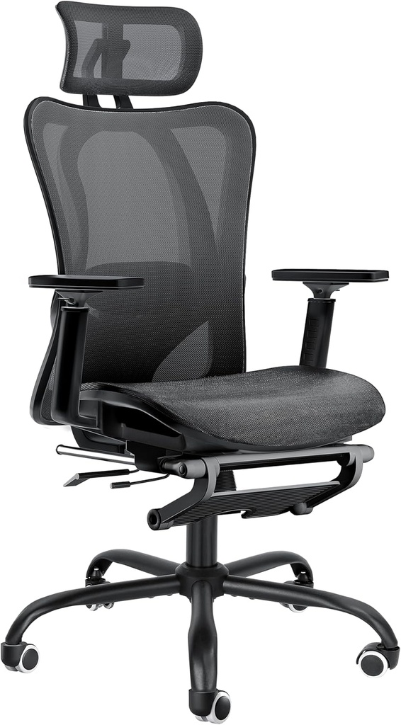 SILLA DE OFICINA ERGONÓMICA DE ALTA CALIDAD CON REPOSAPIÉS, REPOSABRAZOS 3D AJUSTABLES