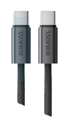 CABLE DE CARGA RÁPIDA ROMOSS CB3237 DE 1.2M, TIPO C A TIPO C, CABLE TRENZADO, CARGA Y TRANSMISIÓN DE 480 MBPS