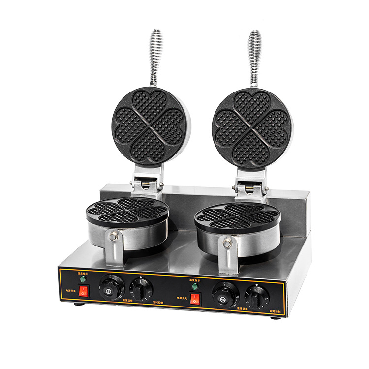MÁQUINA DOBLE PARA WAFFLES EN FORMA DE CORAZÓN 220V 2.4KW