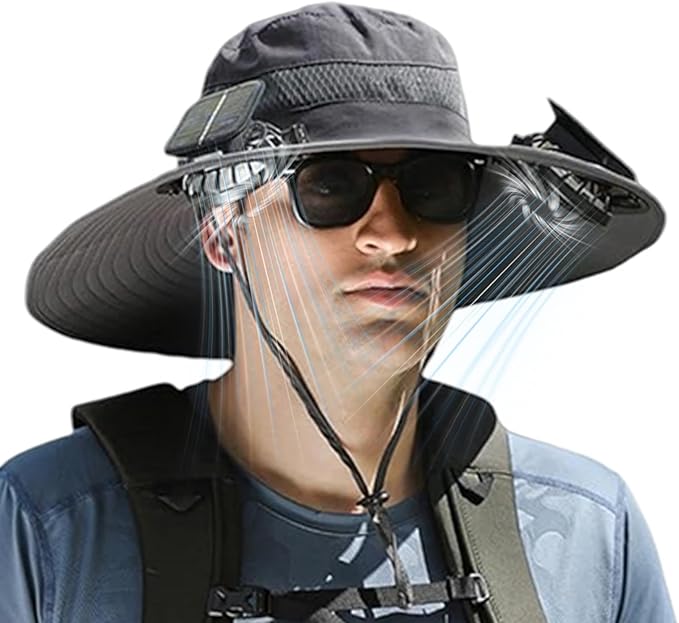 SOMBRERO CON VENTILADORES SOLARES