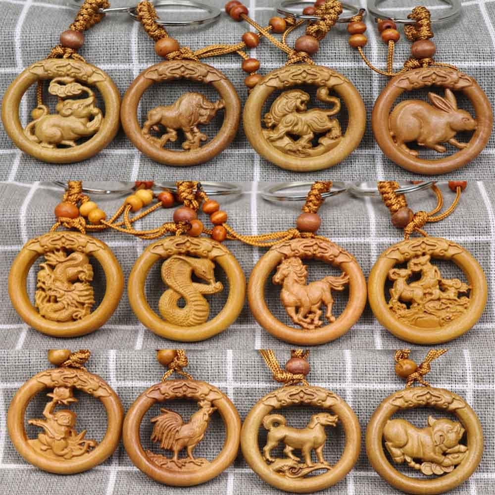 LLAVERO DE MADERA DE LUJO DEL HOROSCOPO CHINO