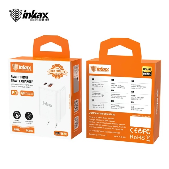 INKAX HCA-05- CARGADOR 20W / USB 2.0 A - TIPO C