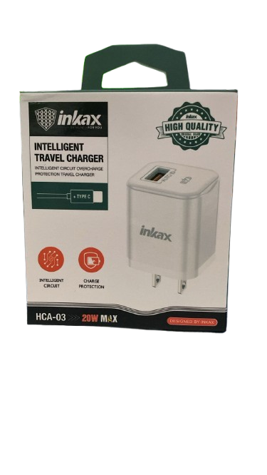 CARGADOR INKAX HCA-03 20W MAX – INTELLIGENT TRAVEL CHARGER (TIPO C)