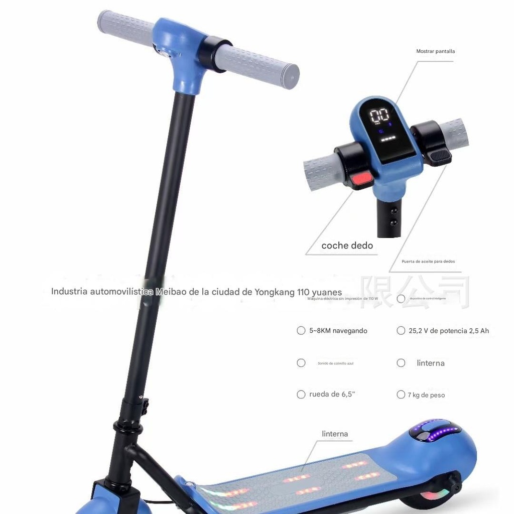 MINI SCOOTER PARA NIÑOS CON LUCES LED COLOR AZUL