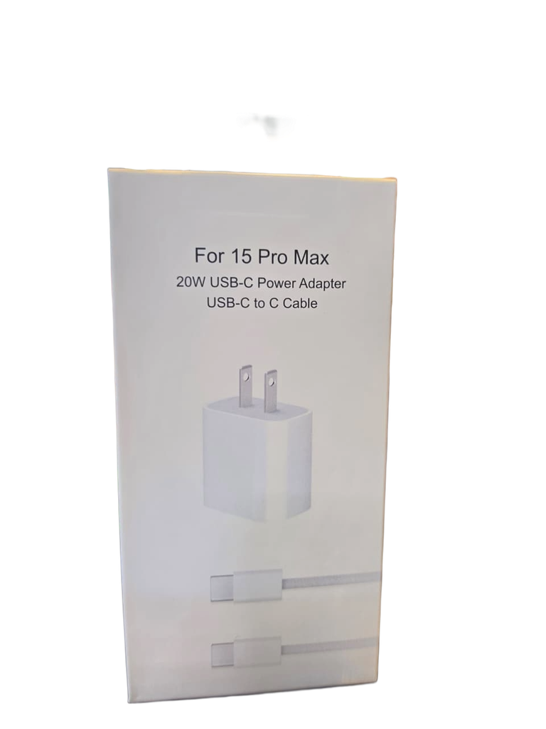CARGADOR USB-C 20W CON CABLE USB-C A USB-C – COMPATIBLE IPHONE 15 PRO MAX