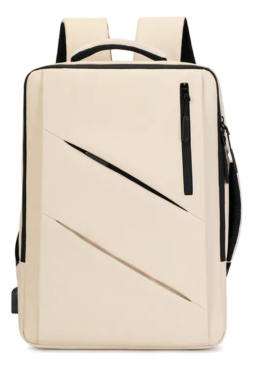 MOCHILA DE LONA BEIGE PARA UNIVERSITARIOS 