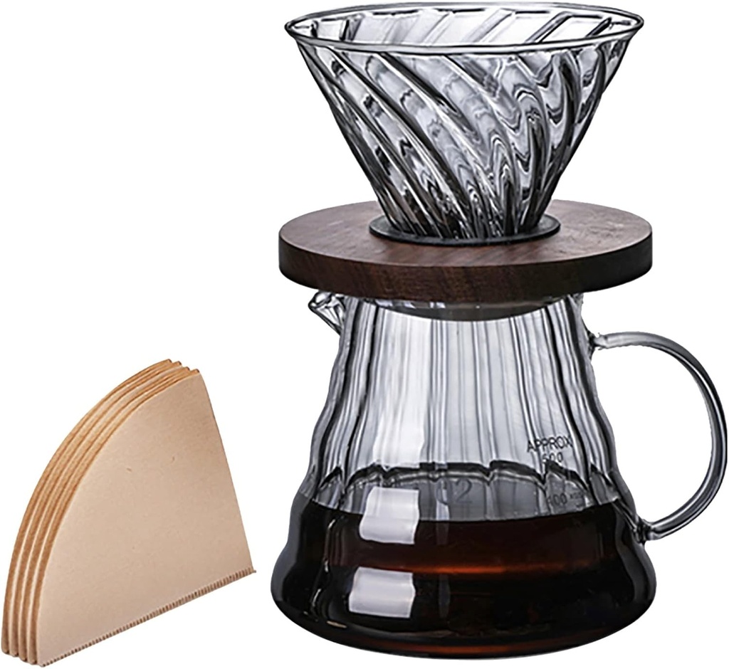 JUEGO DE CAFETERA DE VIDRIO POR GOTEO DE 300ML 