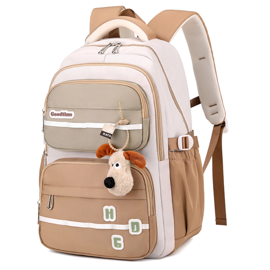 MOCHILA ESCOLAR MULTIFUNCIONAL PARA JOVENES CON LLAVERO DE PERRO