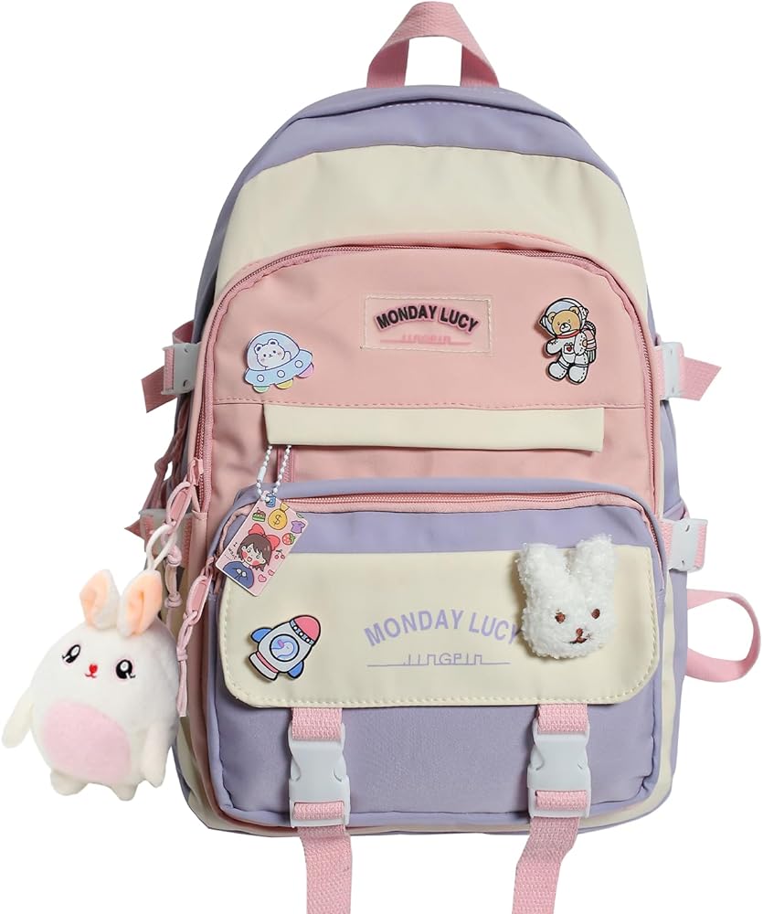 MOCHILA ESCOLAR INFANTIL “MONDAY LUCY” – DISEÑO ESPACIAL PASTEL