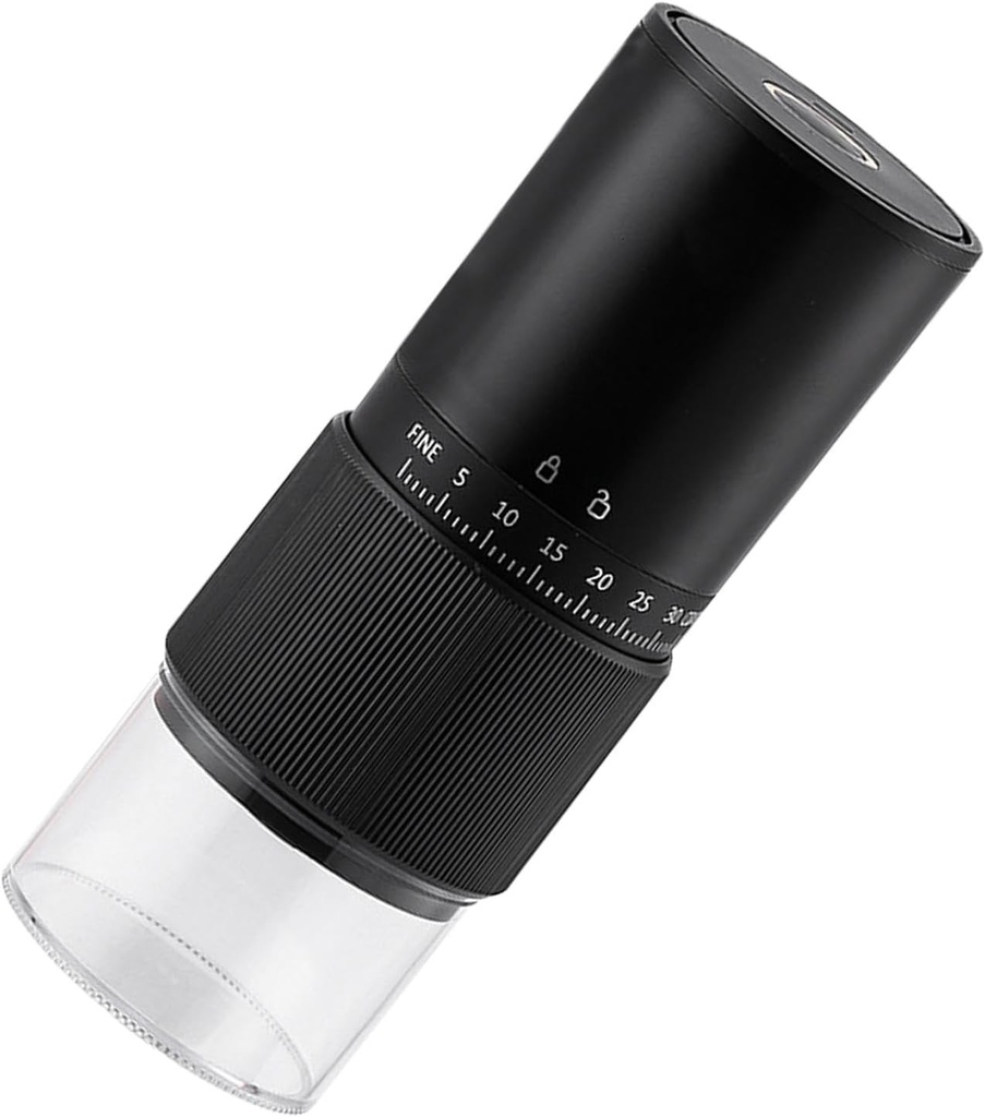 MOLINILLO DE CAFÉ ELÉCTRICO, MOLINILLO DE CAFÉ AJUSTABLE, 2.76 X 7.87 PULGADAS, MOLINILLOS DE REDUCCIÓN DE RUIDO, RECARGABLE Y COMPACTO PARA COCINA PARA FAMILIARES, AMIGOS, NEGRO/BLANCO