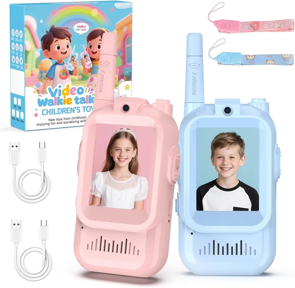 WALKIE TALKIE NIÑOS CON VIDEO RECARGABLE PACK X2