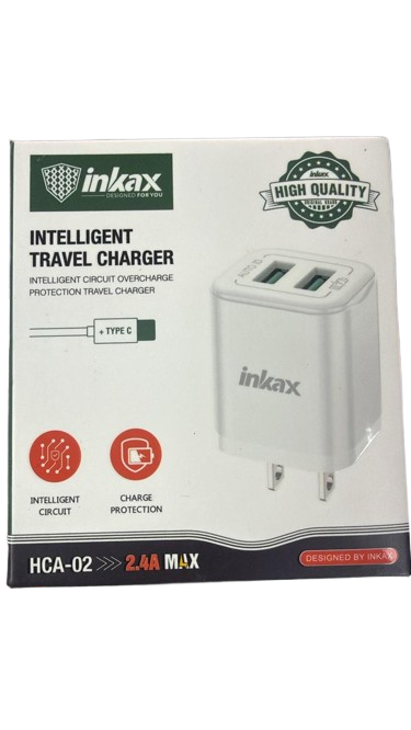 INKAX CARGADOR USB DOBLE 12W HCA-02 CUBO SOLO