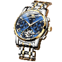 RELOJ OLEVS 6607 CORREA ACERO AZUL-DORADO