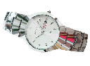 RELOJ PARA CABALLERO WLISTH CON CORREA DE ACERO RESISTENTE AL AGUA  PLATEADO-BLANCO MODELO Q353-1